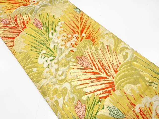 アンティーク　荒波に若松模様織り出し丸帯（材料）